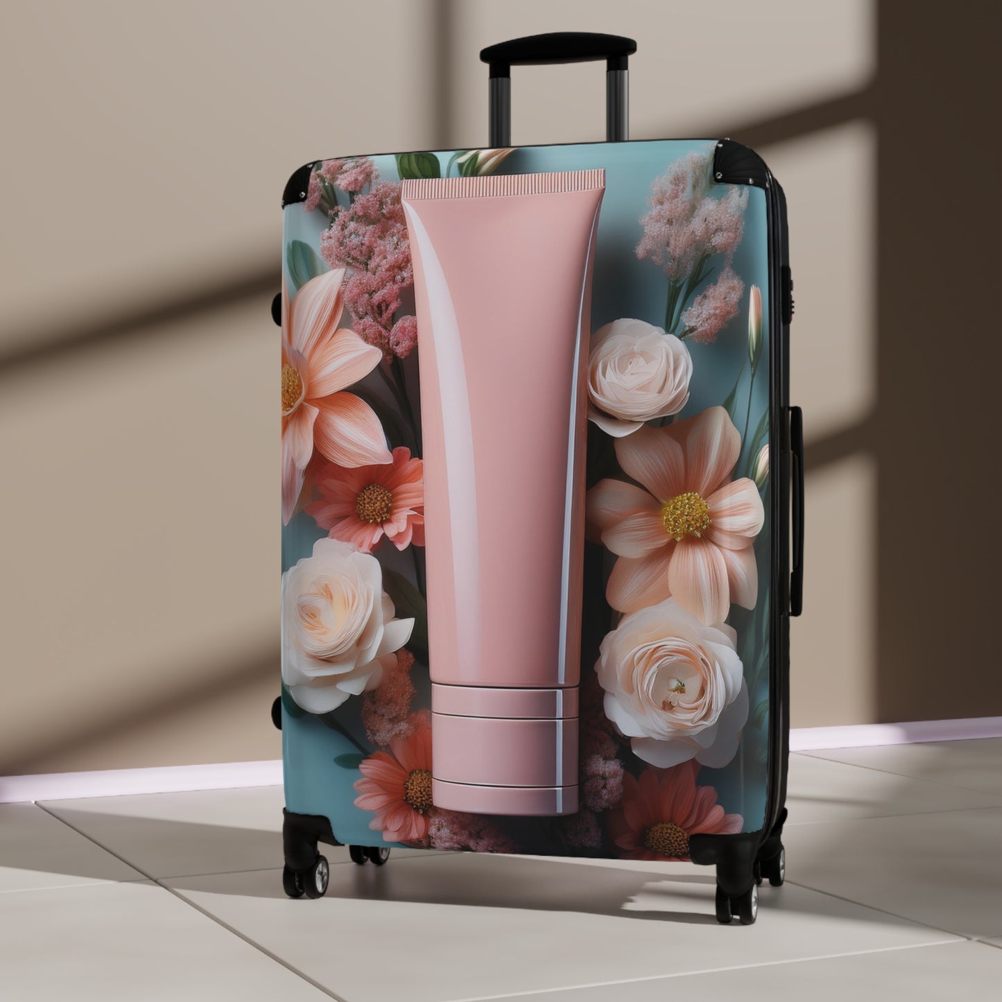 Nature Flowers Floral Pink Lotion Art Carry-On Suitcase - Stylish Luggage for Travelers