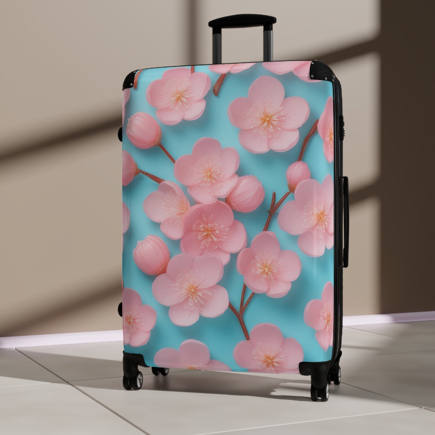 Nature Flowers Floral Pink Background Art Carry-On Suitcase - Stylish Luggage for Travelers