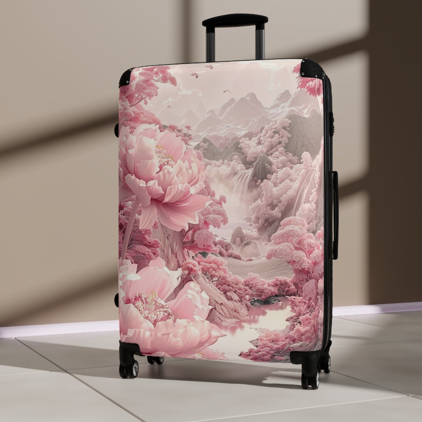 Nature Flowers Floral Animated Pink Flowers Carry-On Suitcase - Stylish Luggage for Travelers