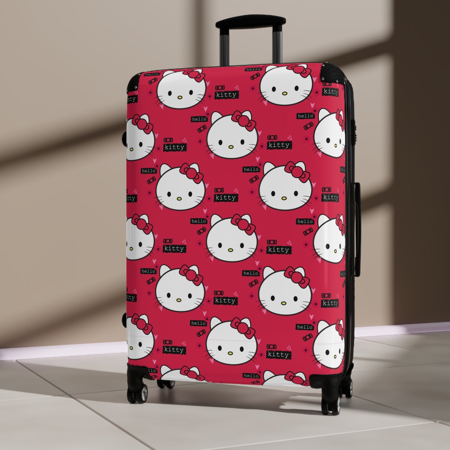 Abstract Kitty Pattern Art Carry-On Suitcase - Stylish Luggage for Travelers
