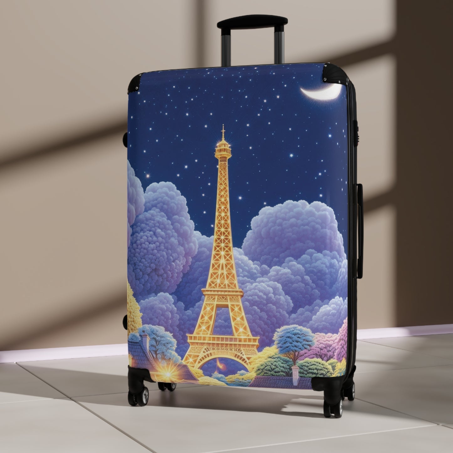 Art Cat Eiffel Tower Dreamy Carry-On Suitcase - Stylish Luggage for Travelers