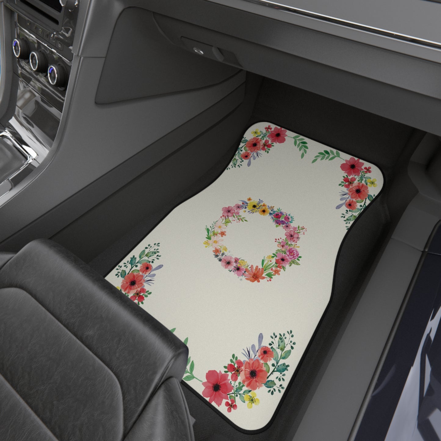 Flowers Fresh Car Floor Mats – 2-Piece Front Set, Durable & Stylish, Universal Fit