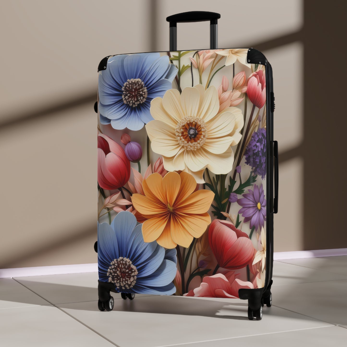 Nature Flowers Floral Paper Art Carry-On Suitcase - Stylish Luggage for Travelers