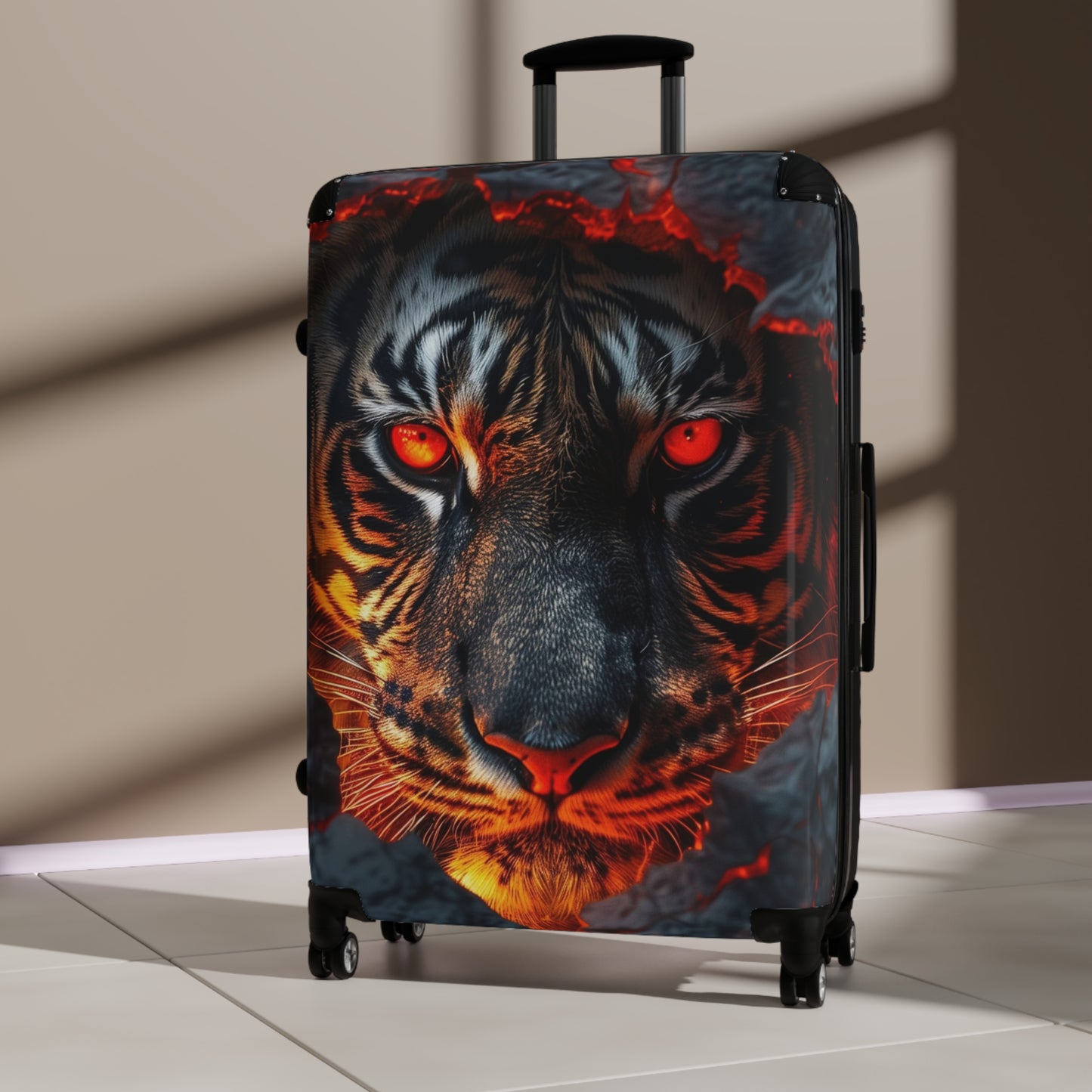 Animals Fire Tiger Face Carry-On Suitcase - Stylish Luggage for Travelers