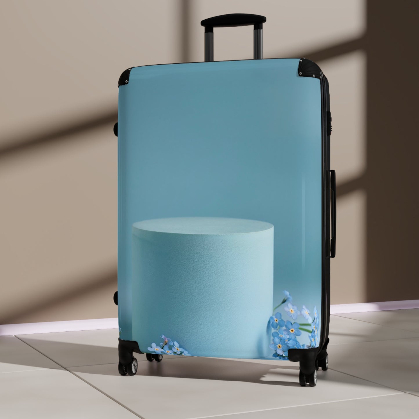 Nature Flowers Floral Blue Pedestal Carry-On Suitcase - Stylish Luggage for Travelers