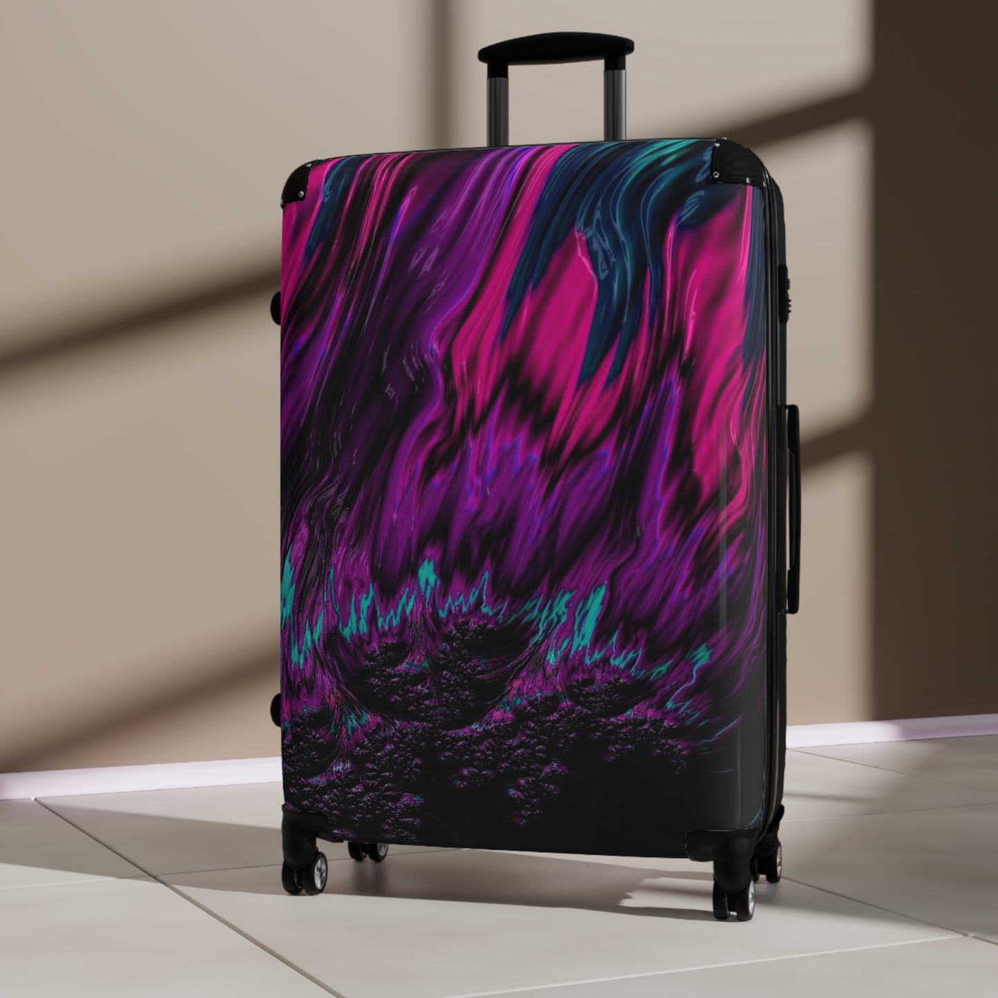 Abstract Colorful Liquid Flow Art Carry-On Suitcase - Stylish Luggage for Travelers