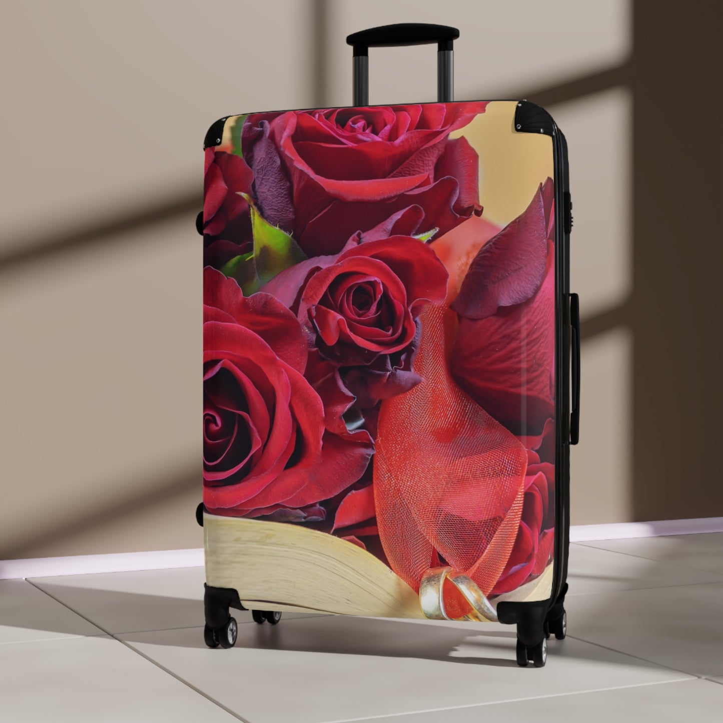 Nature Flowers Floral Red Roses Wedding Art Carry-On Suitcase - Stylish Luggage for Travelers