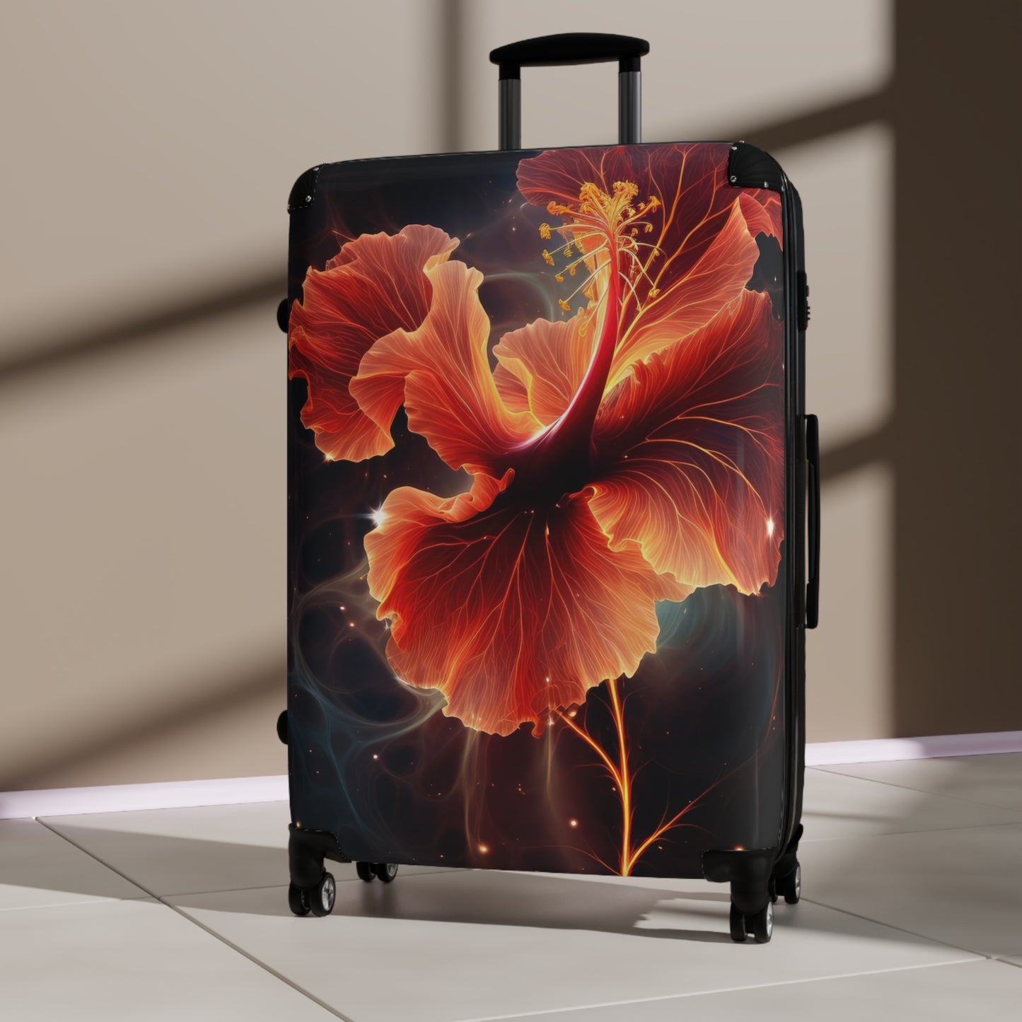 Nature Flowers Floral Glowing Red Art Carry-On Suitcase - Stylish Luggage for Travelers