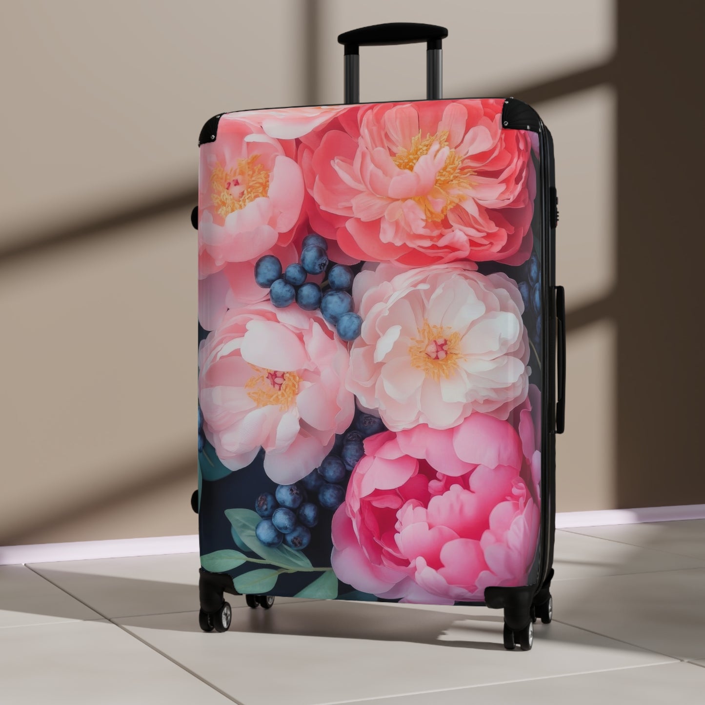 Nature Flowers Floral Pink and Red Painting Art Carry-On Suitcase - Stylish Luggage for Travelers