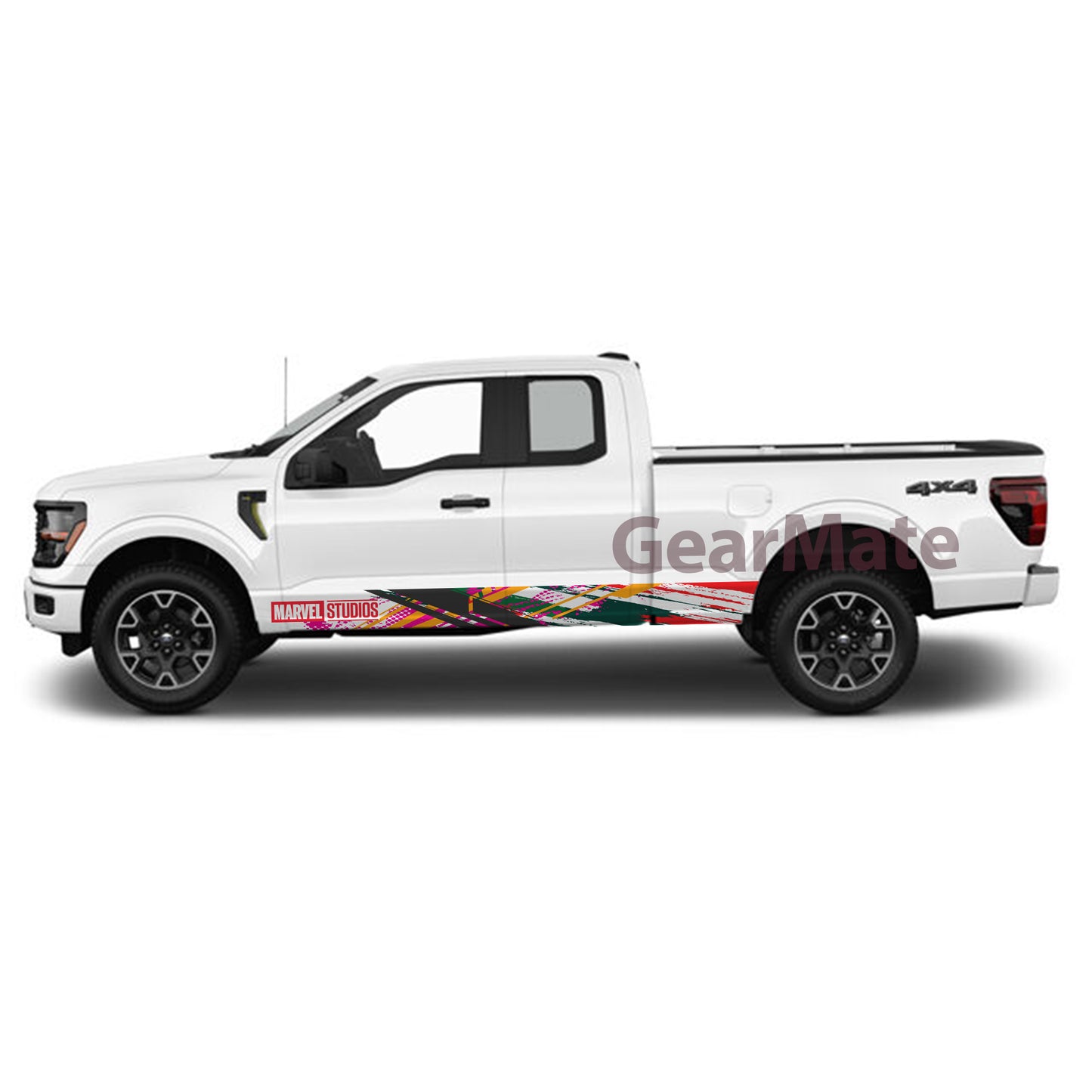 Sport White Black Rocker Panel Graphic Decal Kit (Left & Right Sides) - High Quality Vinyl for Trucks & SUVs