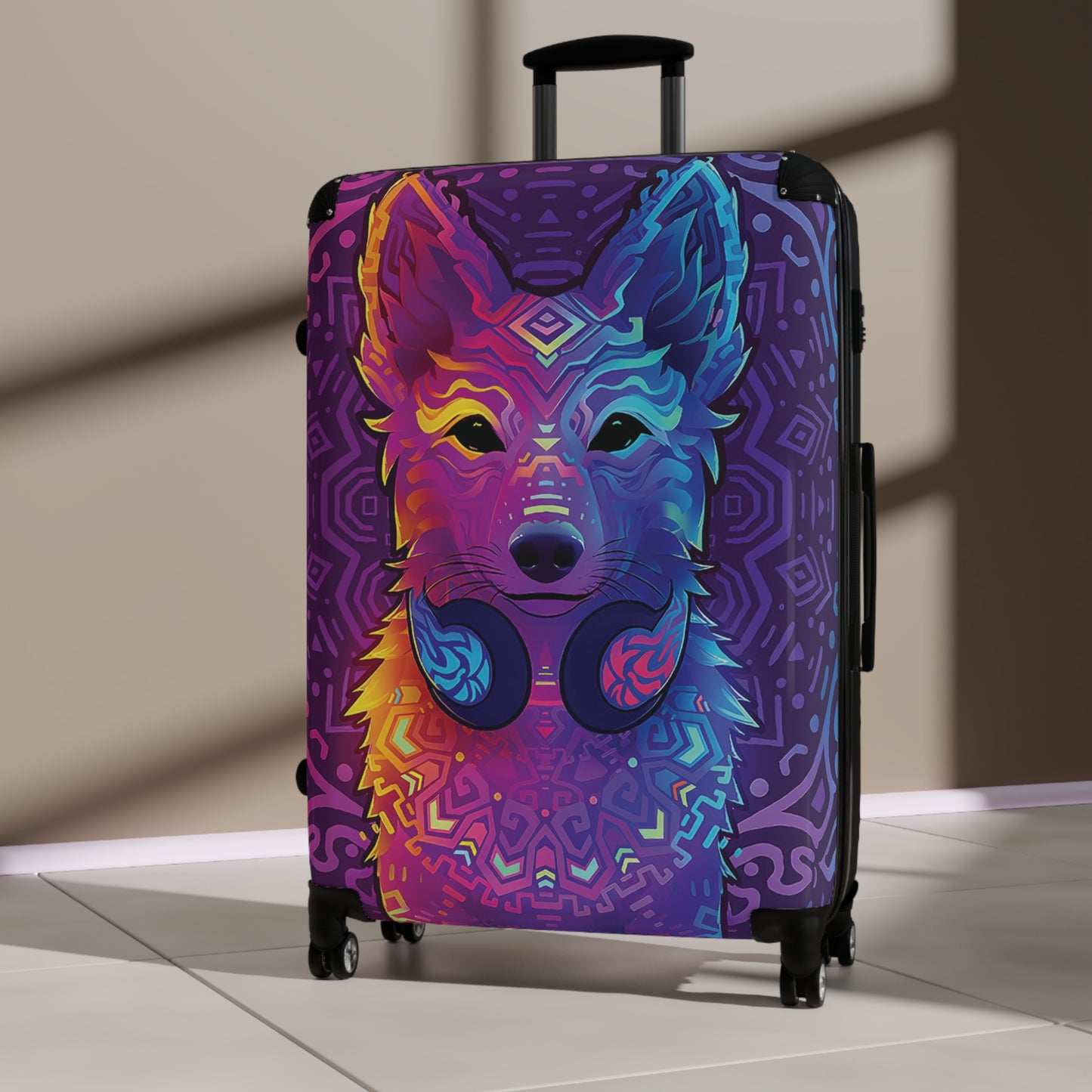 Abstract Dog DJ Digital Art Carry-On Suitcase - Stylish Luggage for Travelers