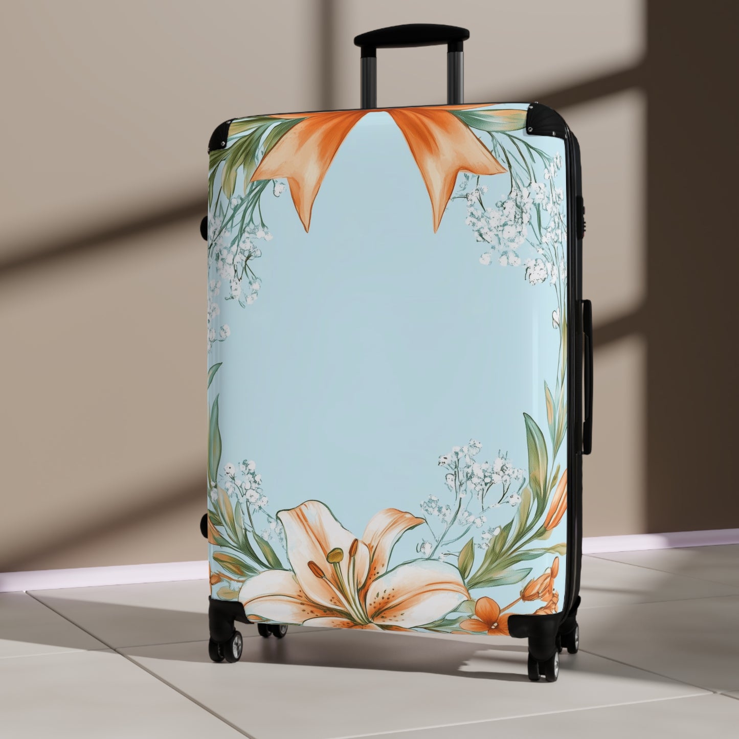 Nature Flowers Floral Lily Bow Carry-On Suitcase - Stylish Luggage for Travelers