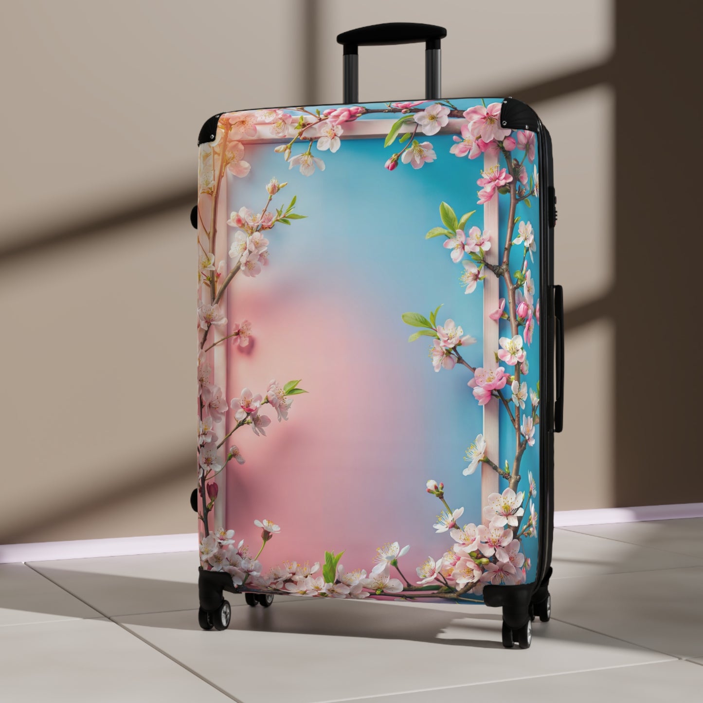 Nature Flowers Floral Square Art Carry-On Suitcase - Stylish Luggage for Travelers