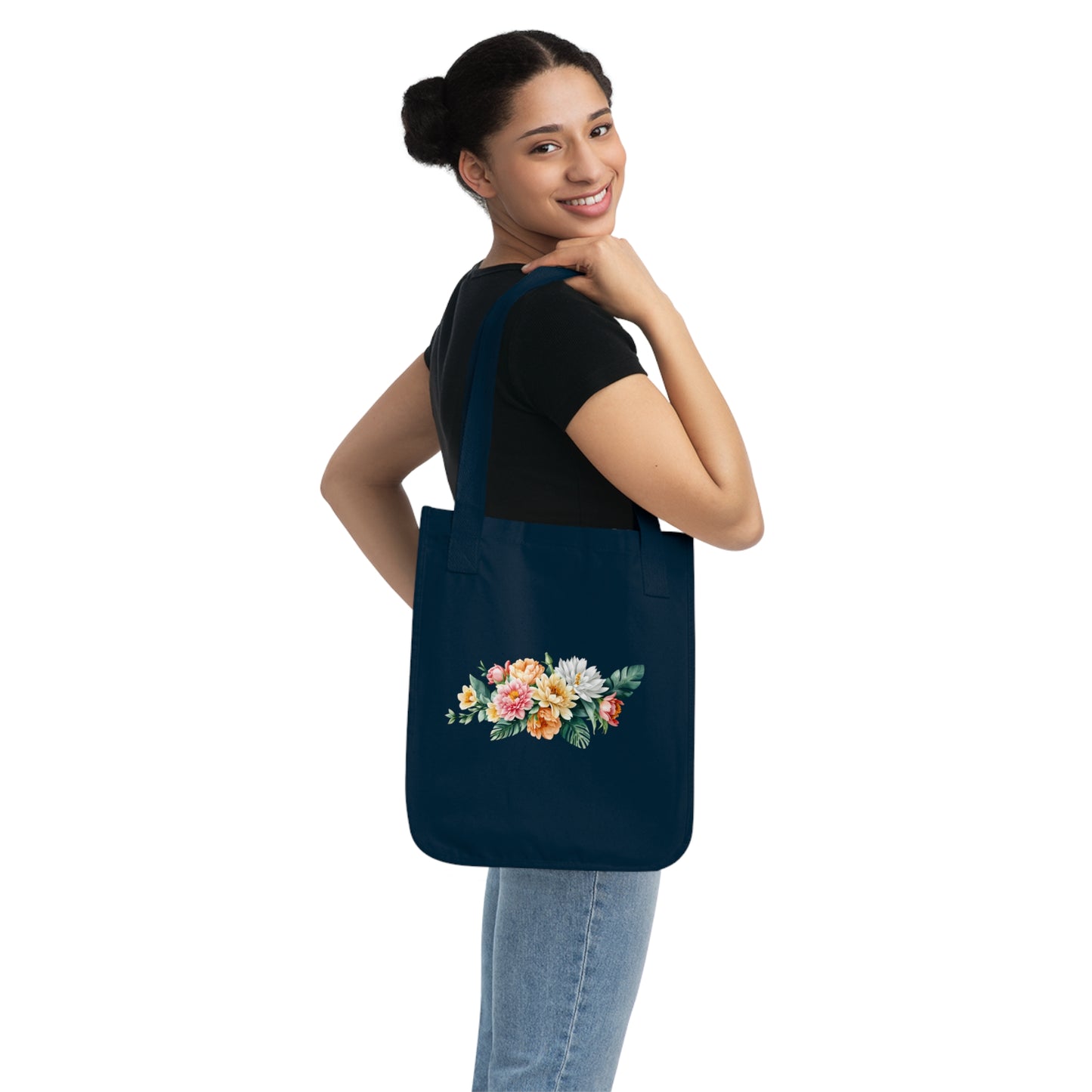 Flowers Stunning Floral Organic Canvas Tote Bag - Eco-Friendly Carryall for Everyday Use
