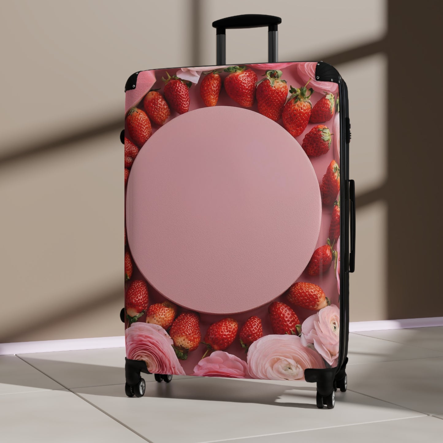 Nature Flowers Floral Pink Strawberries Art Carry-On Suitcase - Stylish Luggage for Travelers