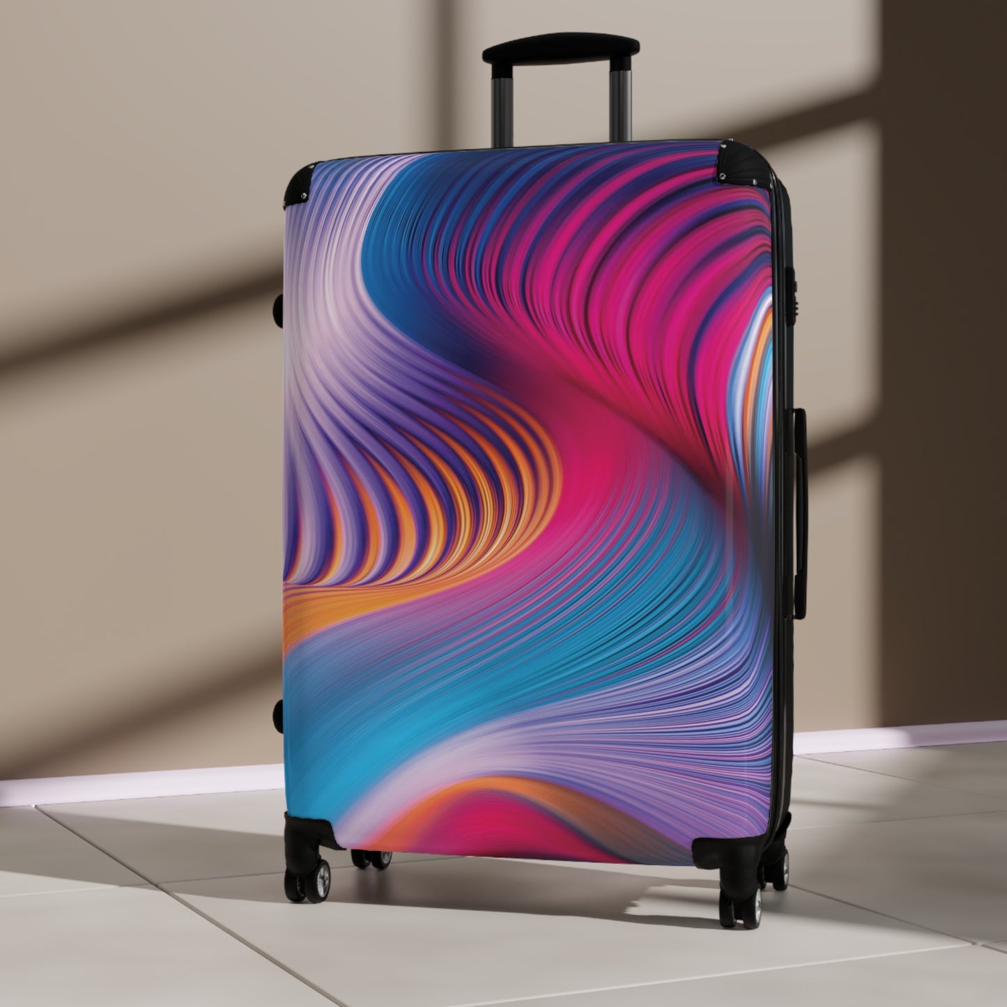 Abstract Moving Wave Carry-On Suitcase - Stylish Luggage for Travelers