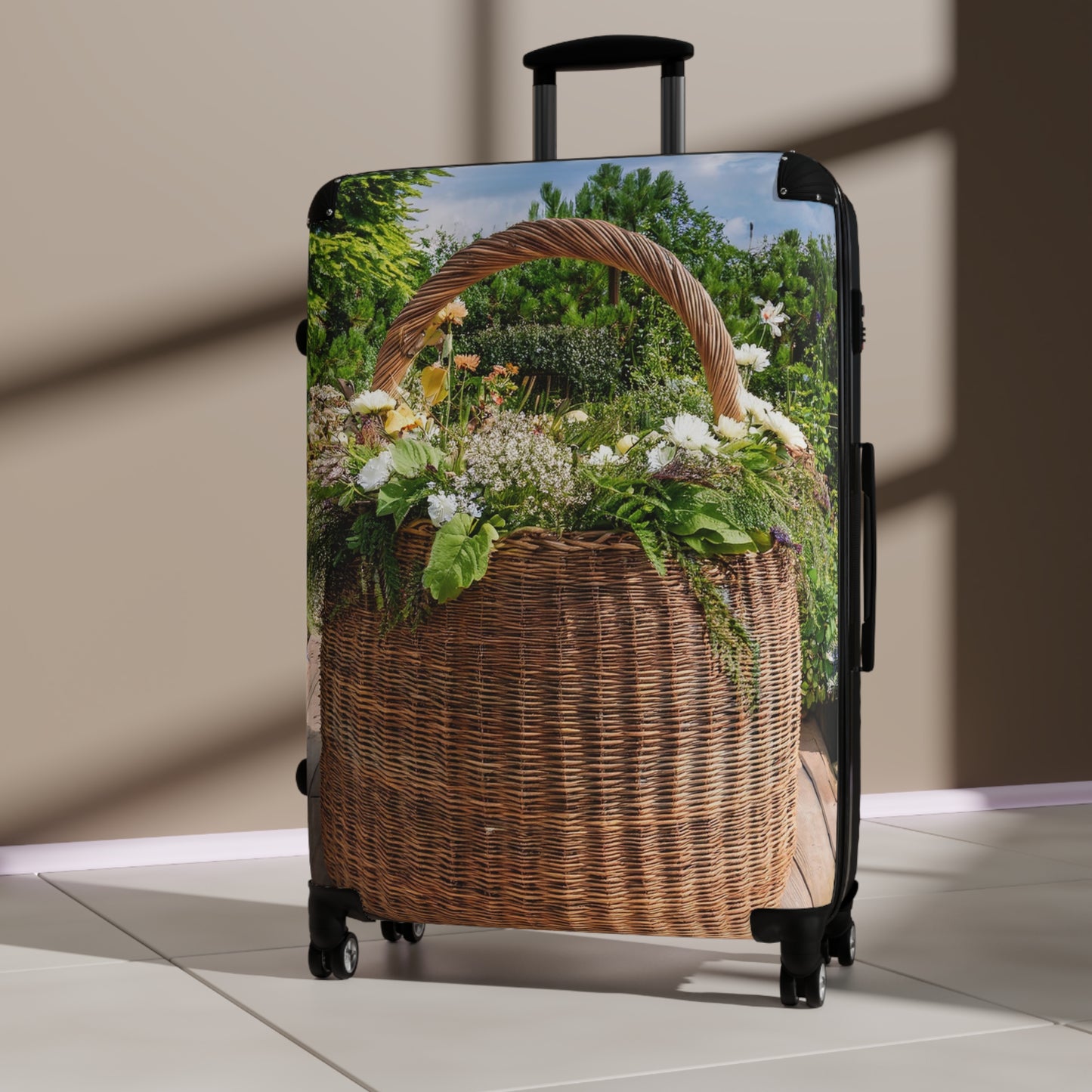 Nature Flowers Floral Wicker Basket Art Carry-On Suitcase - Stylish Luggage for Travelers