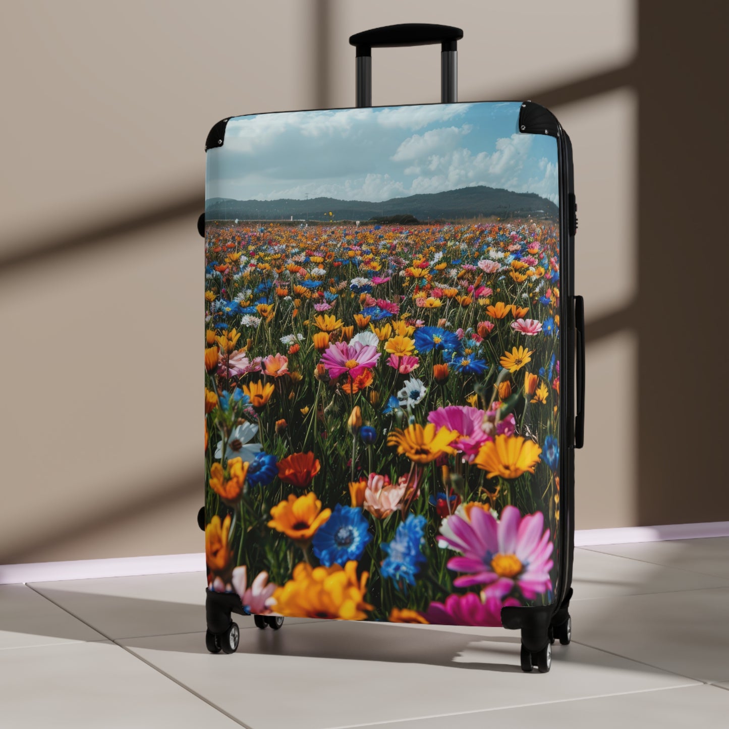Nature Flowers Floral Vibrant Field Art Carry-On Suitcase - Stylish Luggage for Travelers