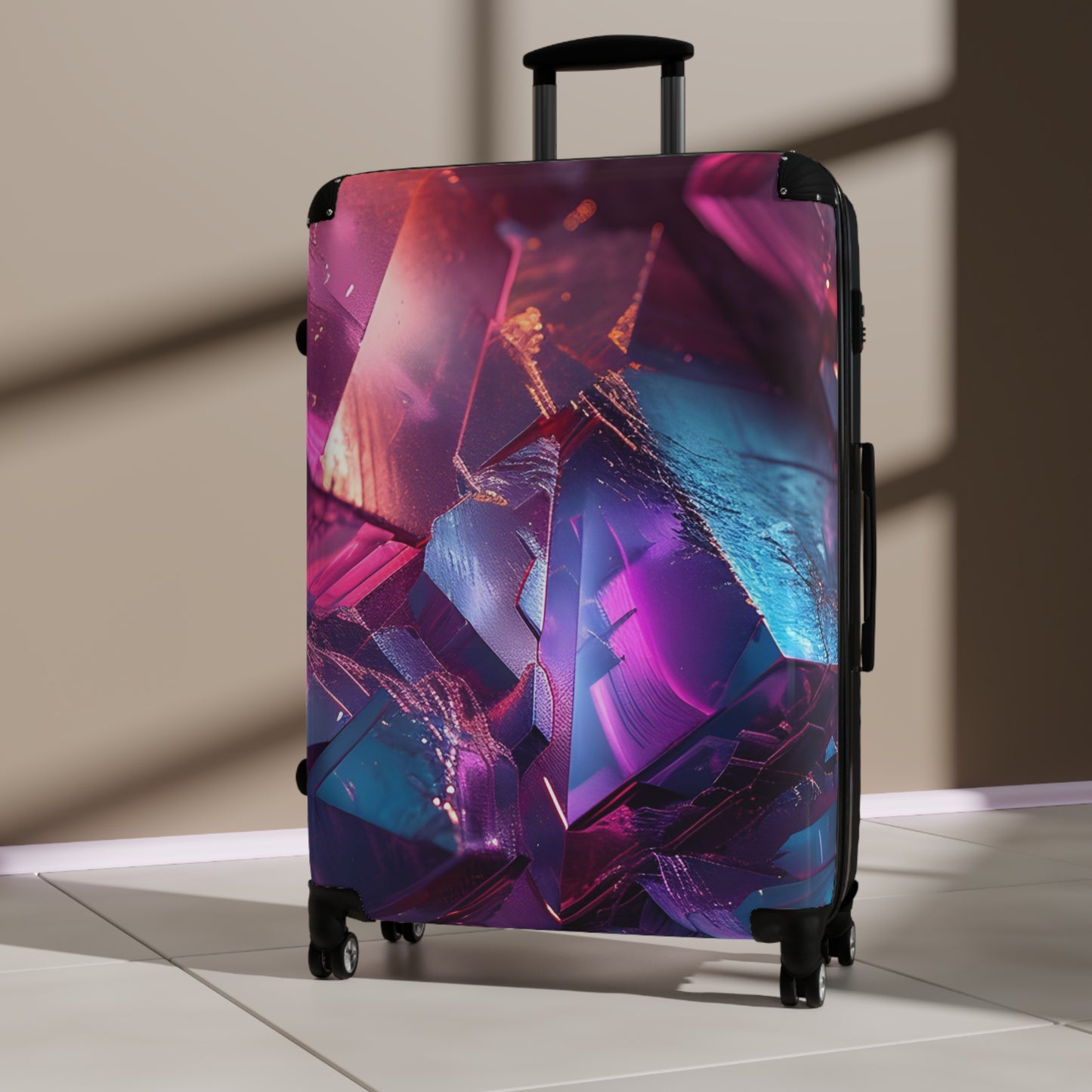 Abstract Colorful Crystal Art Carry-On Suitcase - Stylish Luggage for Travelers