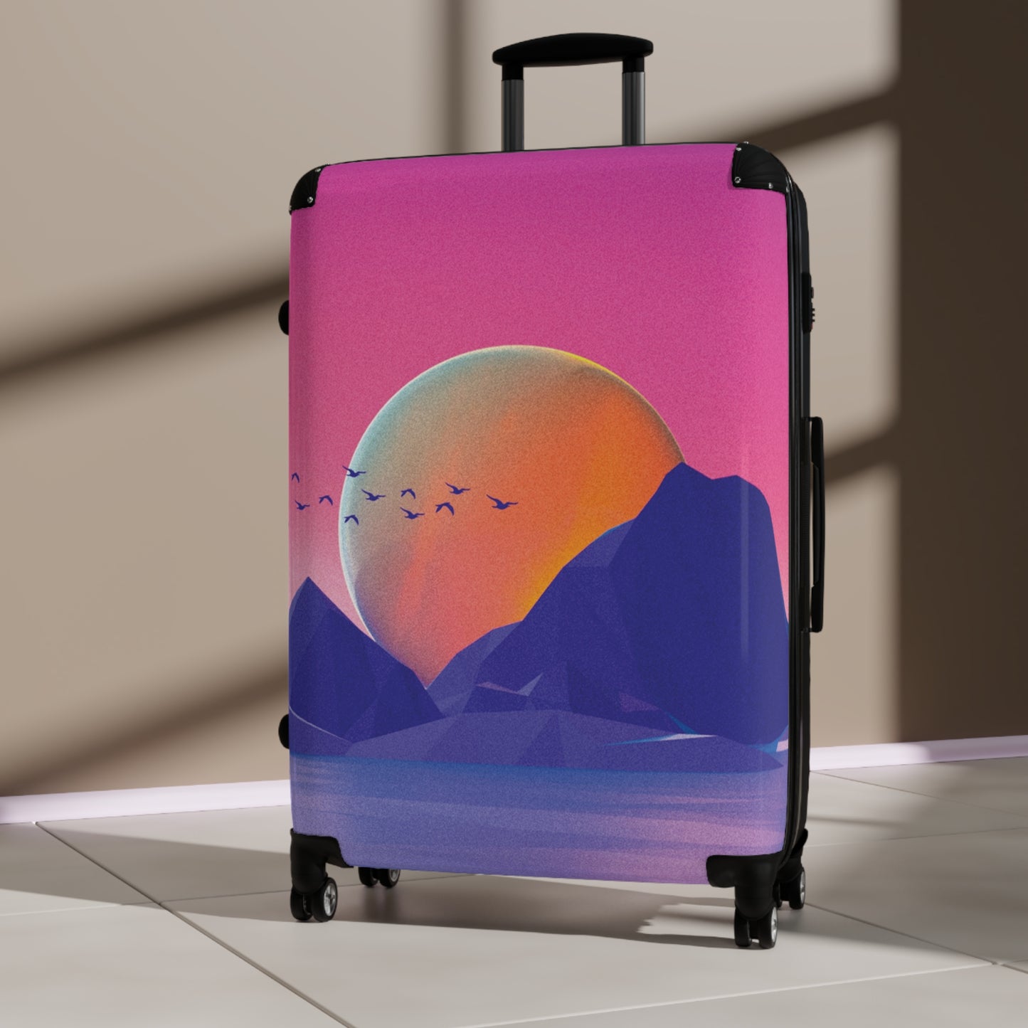 Abstract Neon Scenery Art Carry-On Suitcase - Stylish Luggage for Travelers