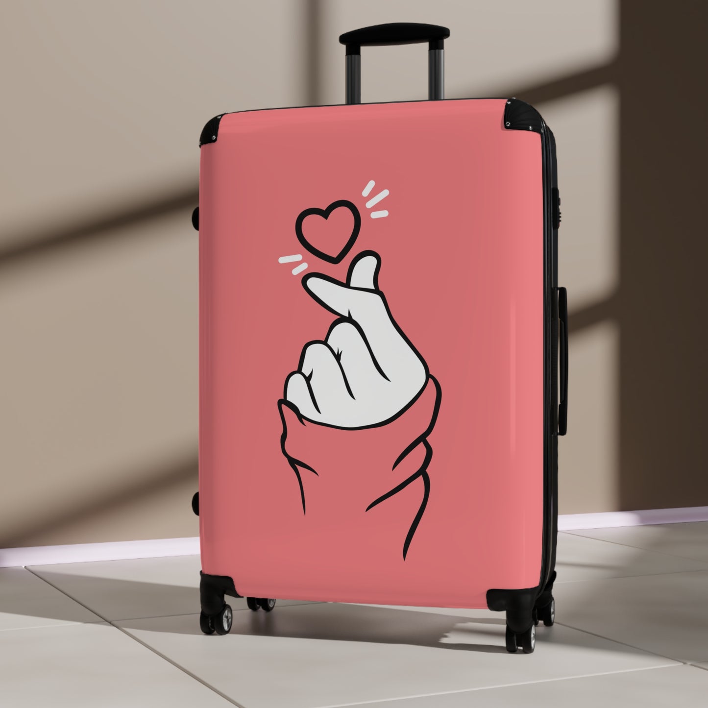 Love Finger Heart Pink Art Carry-On Suitcase - Stylish Luggage for Travelers