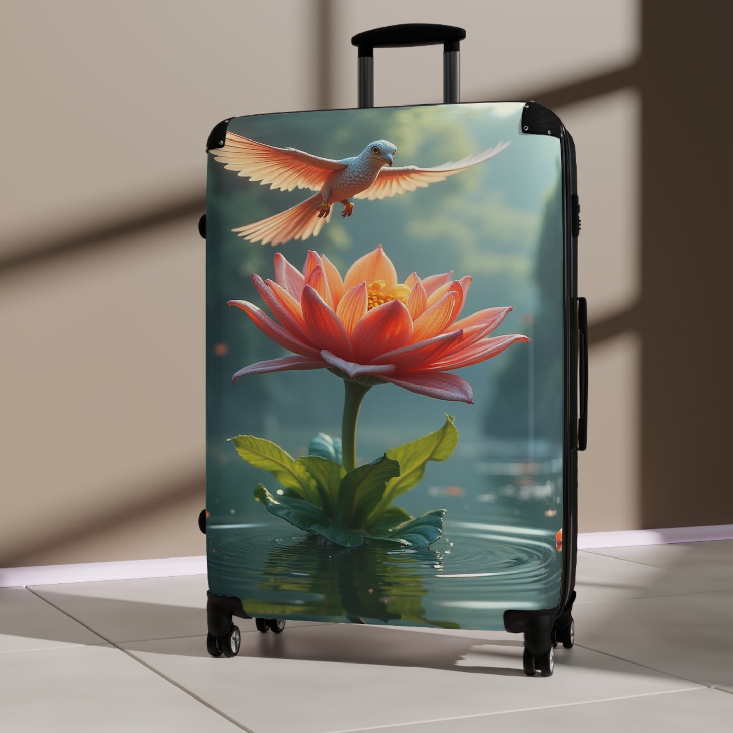 Nature Flowers Floral Bird Kissed Art Carry-On Suitcase - Stylish Luggage for Travelers