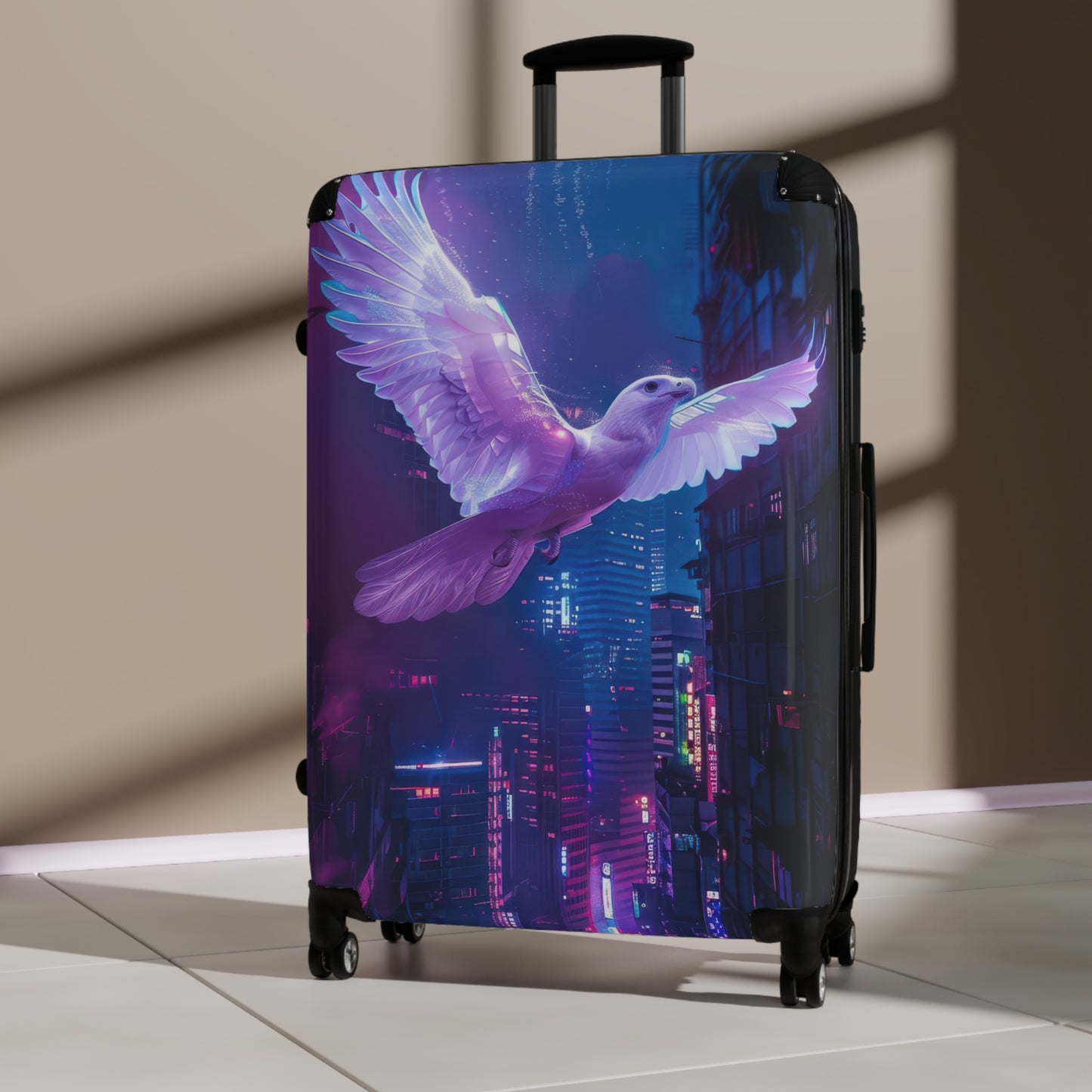 Animals Bird Glowing Purple Art Carry-On Suitcase - Stylish Luggage for Travelers