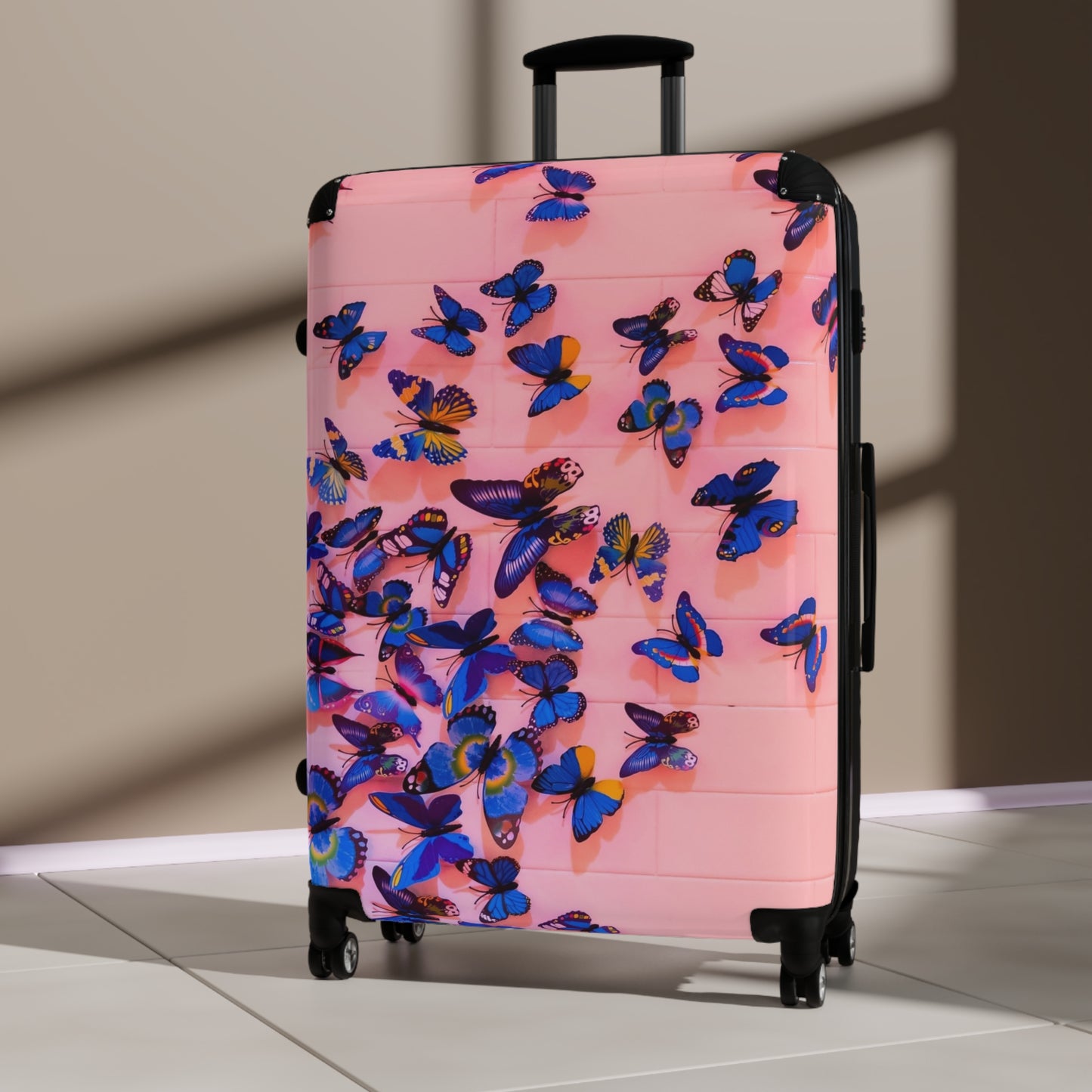Nature Butterflies Blue Pink Art Carry-On Suitcase - Stylish Luggage for Travelers