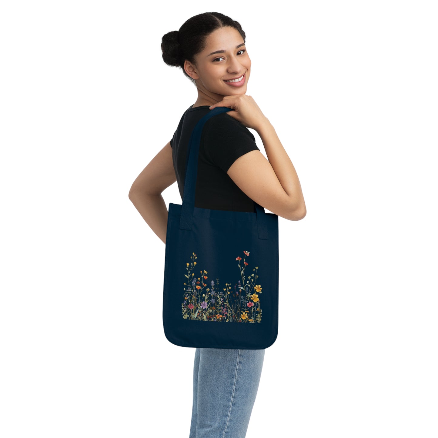Flowers Background Floral Organic Canvas Tote Bag – Eco-Friendly Shopping & Beach Accessory