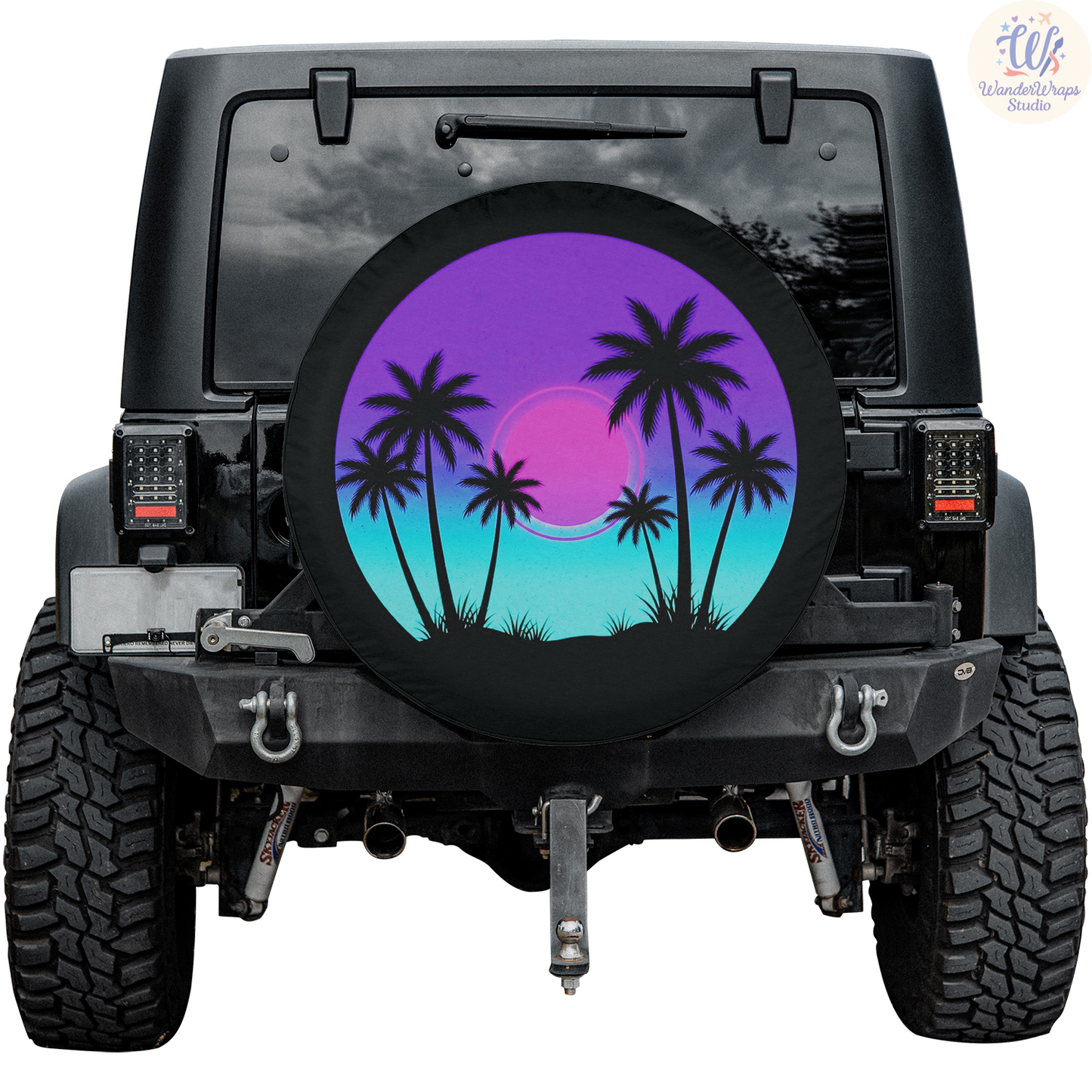 Neon Tropical Spare Tire Cover – Waterproof UV Resistant Protector with Camera Hole