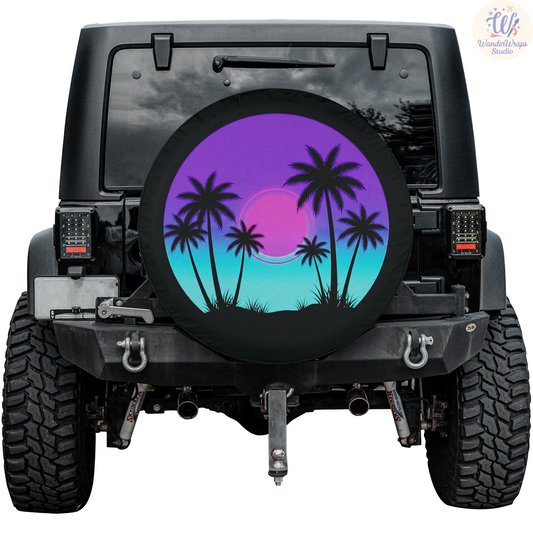 Neon Tropical Spare Tire Cover – Waterproof UV Resistant Protector with Camera Hole