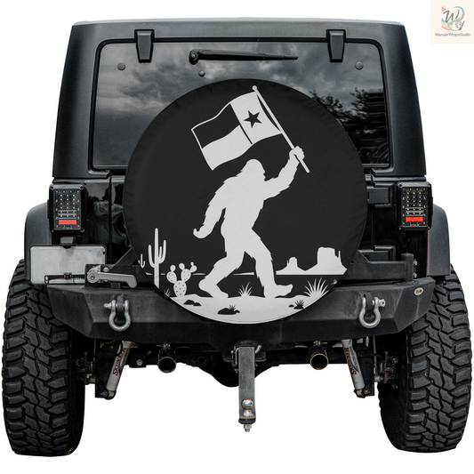Big Foot Texas Flag Spare Tire Cover – Waterproof UV Resistant Protector with Camera Hole