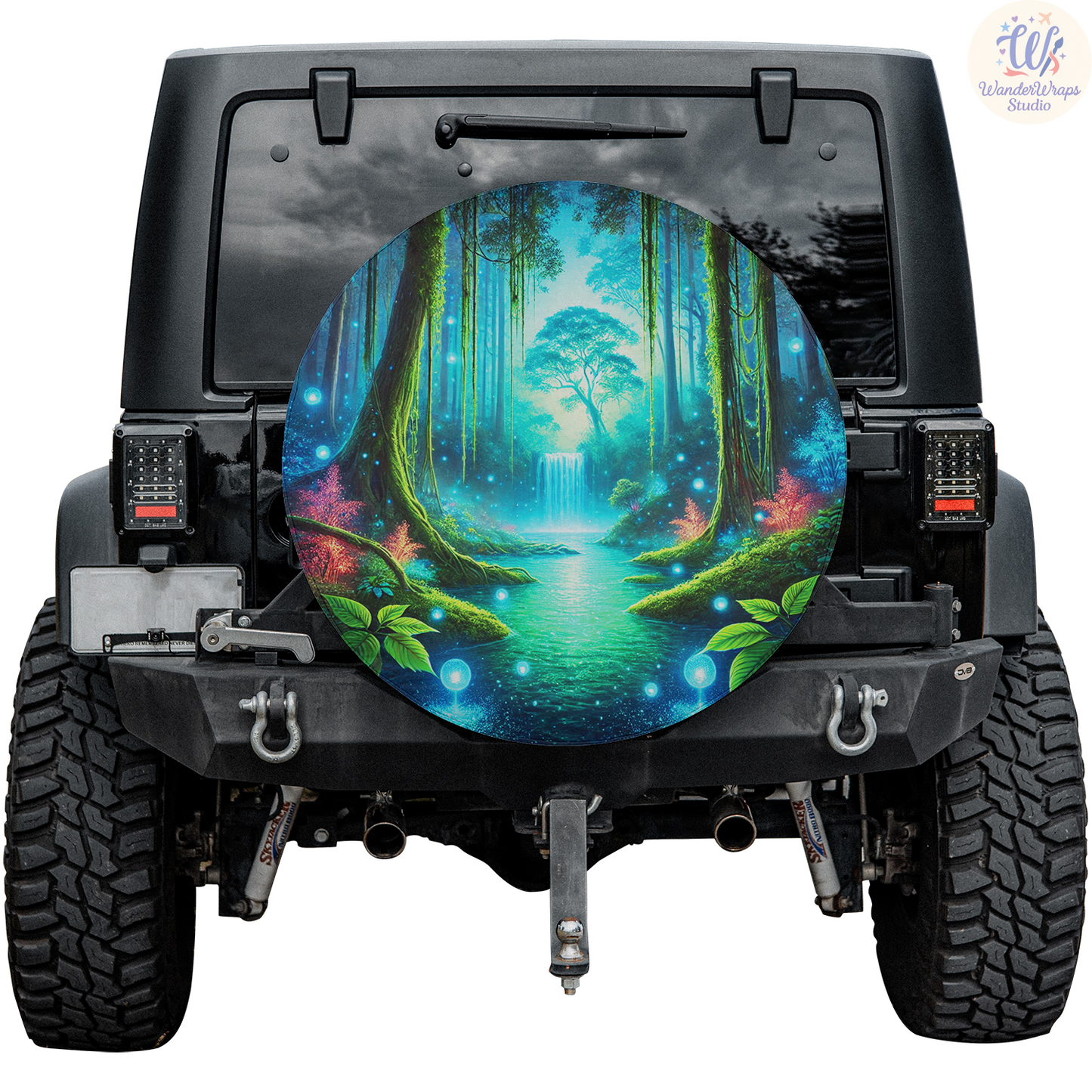 Magical Forest Scene Spare Tire Cover – Waterproof UV Resistant Protector with Camera Hole