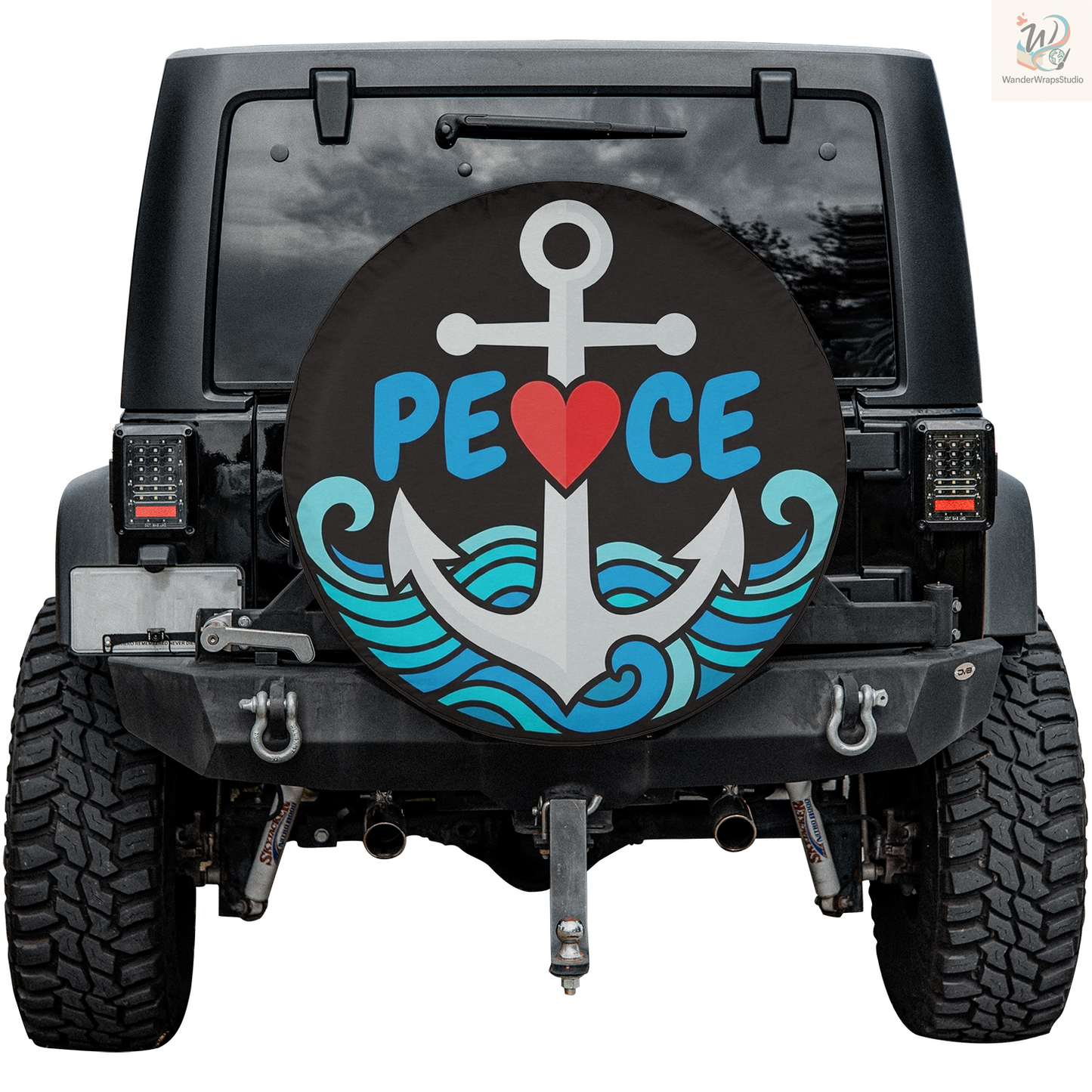 Peace Anchor Spare Tire Cover – Waterproof UV Resistant Protector with Camera Hole