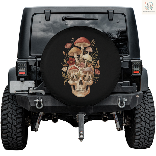 Mushroom Skull Spare Tire Cover – Waterproof UV Resistant Protector with Camera Hole