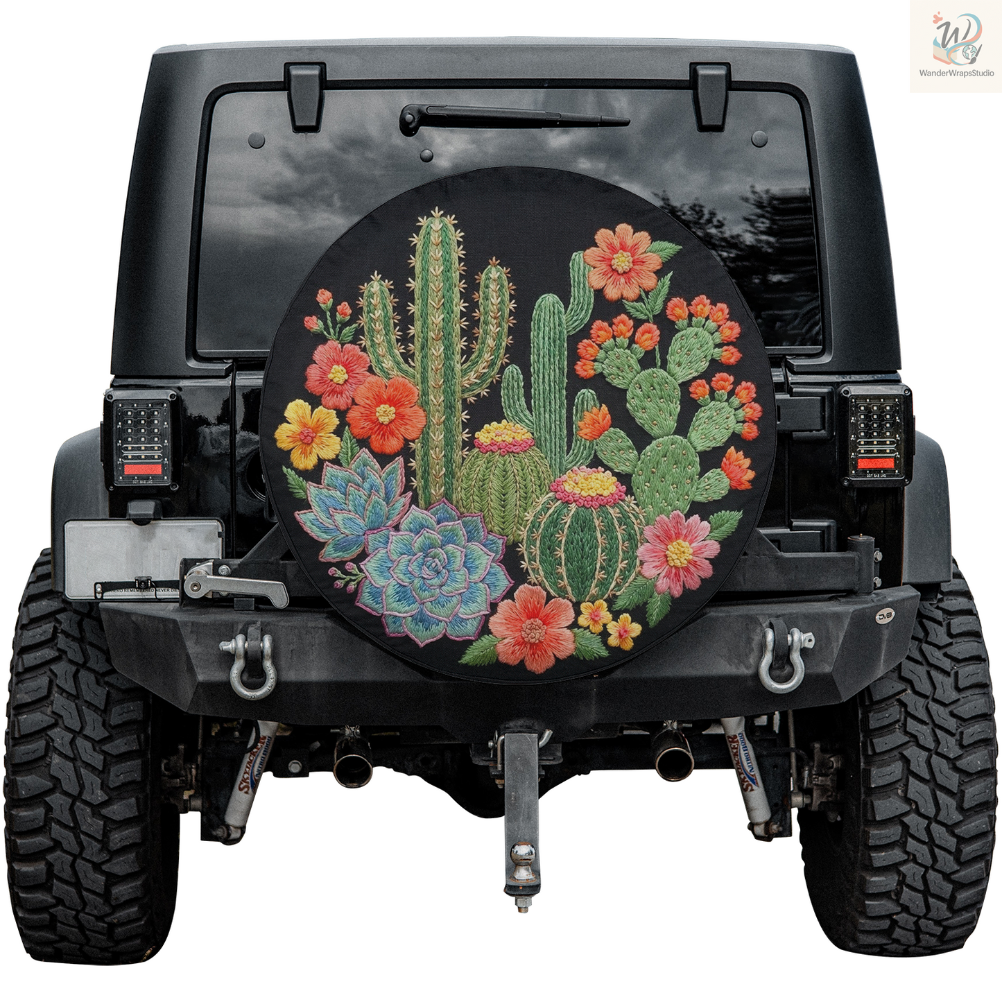 Cactus & Succulent Garden Spare Tire Cover – Waterproof UV Resistant Protector with Camera Hole
