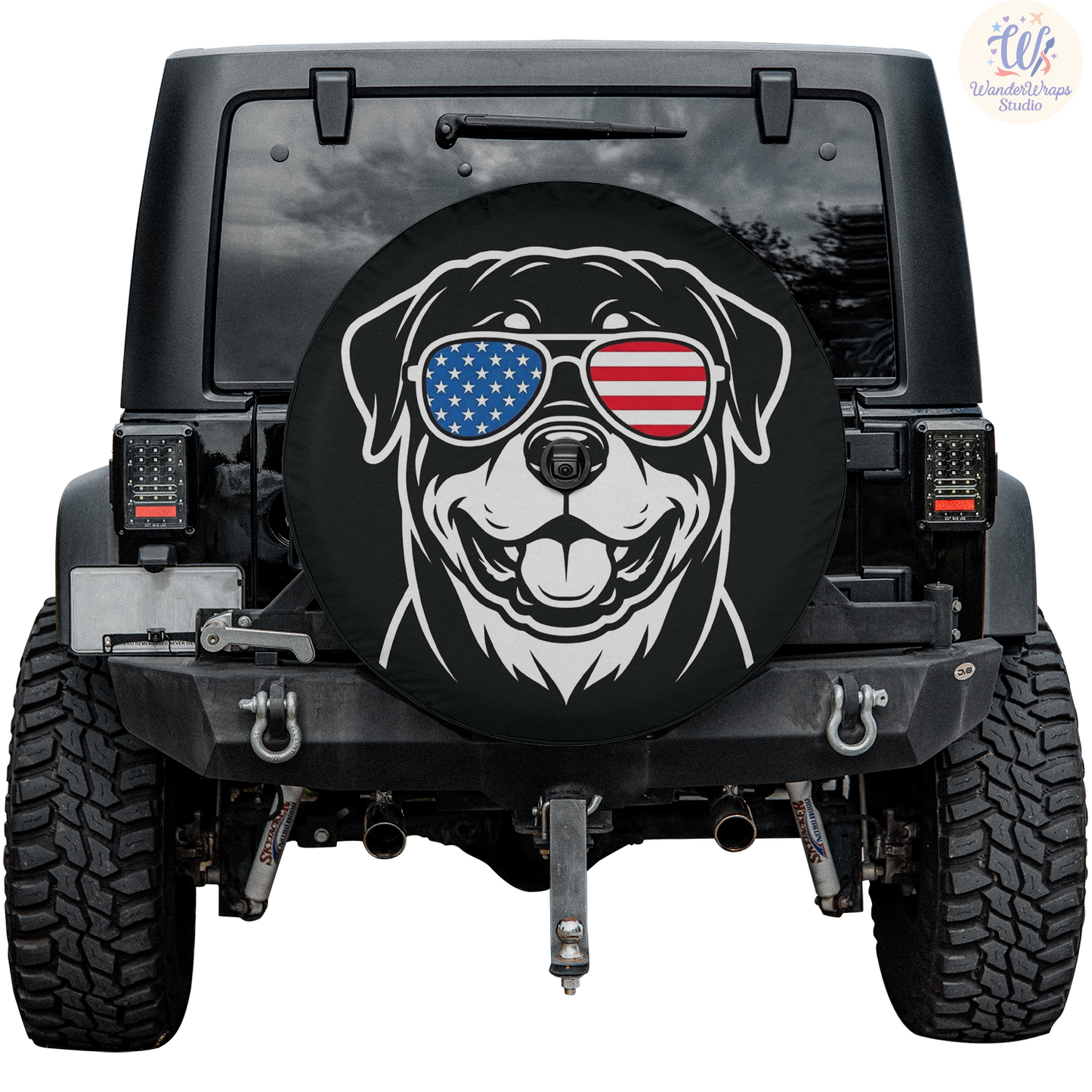 Rottweiller Spare Tire Cover – Waterproof UV Resistant Protector with Camera Hole