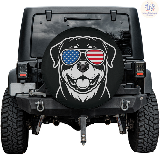 Rottweiller Spare Tire Cover – Waterproof UV Resistant Protector with Camera Hole