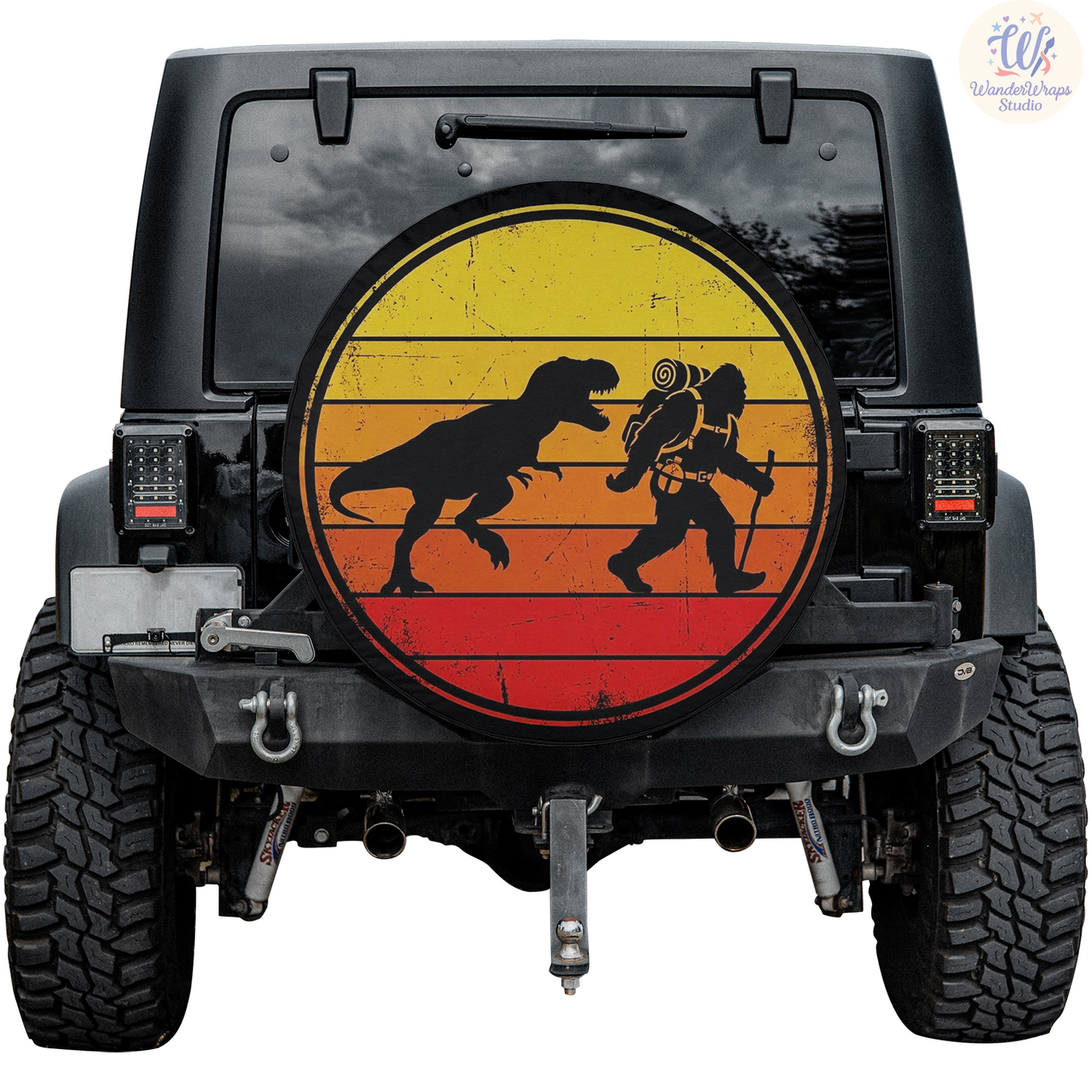 Big Foot T-rex Spare Tire Cover – Waterproof UV Resistant Protector with Camera Hole