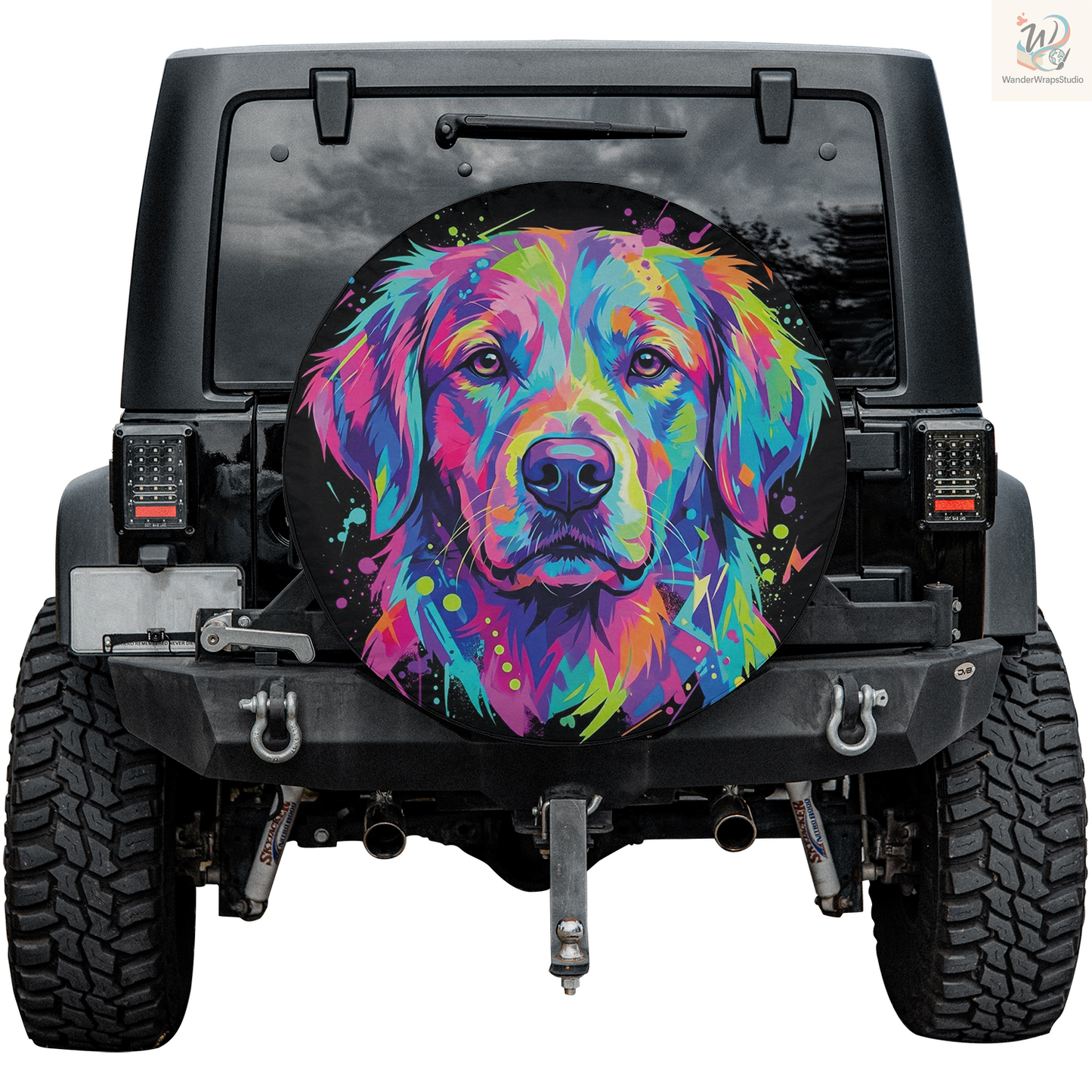 Colorful Dog Spare Tire Cover – Waterproof UV Resistant Protector with Camera Hole