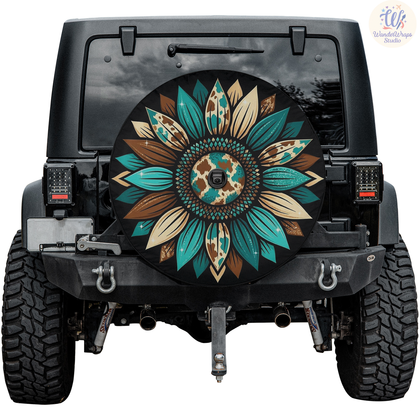 Sunflower Petals Spare Tire Cover – Waterproof UV Resistant Protector with Camera Hole