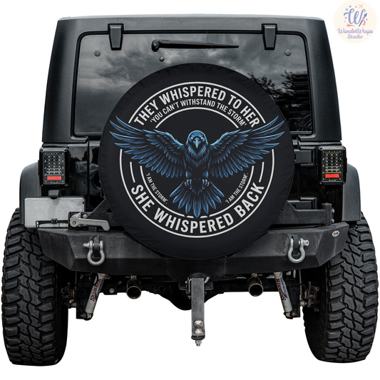 Raven I Am The Storm Spare Tire Cover – Waterproof UV Resistant Protector with Camera Hole