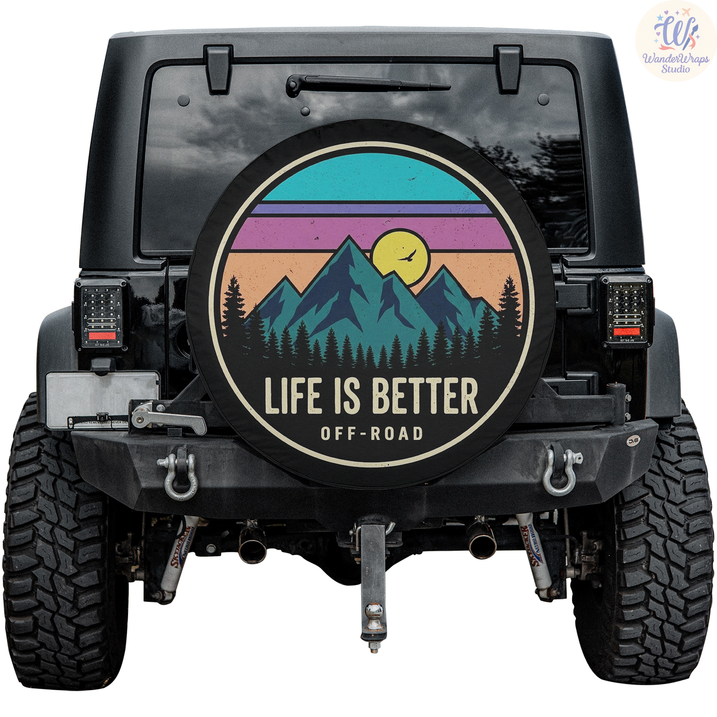 Life is Better Off Road Spare Tire Cover – Waterproof UV Resistant Protector with Camera Hole