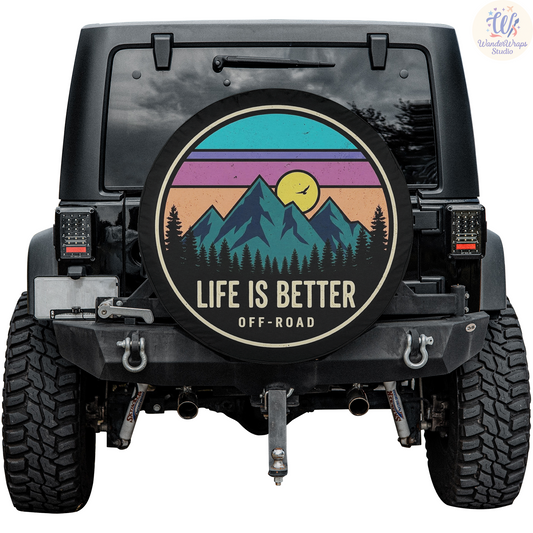 Life is Better Off Road Spare Tire Cover – Waterproof UV Resistant Protector with Camera Hole