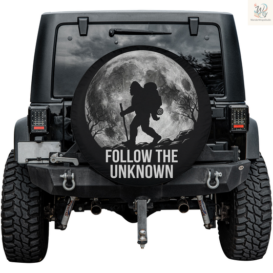 Big Foot Follow The Unknown Spare Tire Cover – Waterproof UV Resistant Protector with Camera Hole