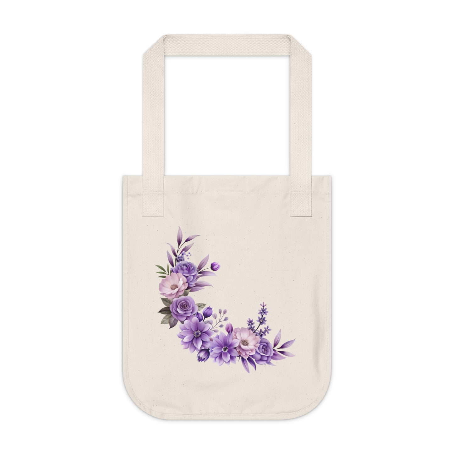 Flowers Purple Floral Organic Canvas Tote Bag - Eco-Friendly Carryall for Everyday Use