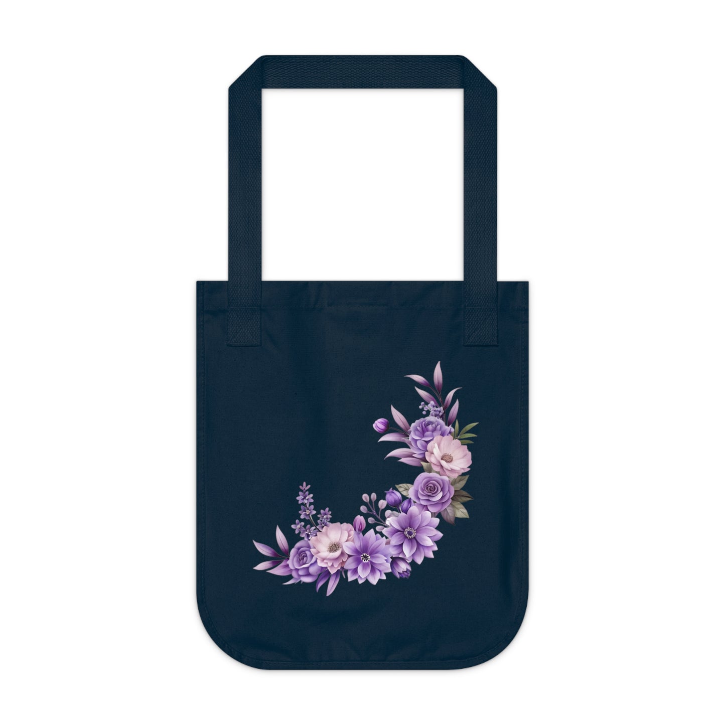 Flowers Purple Floral Organic Canvas Tote Bag - Eco-Friendly Carryall for Everyday Use