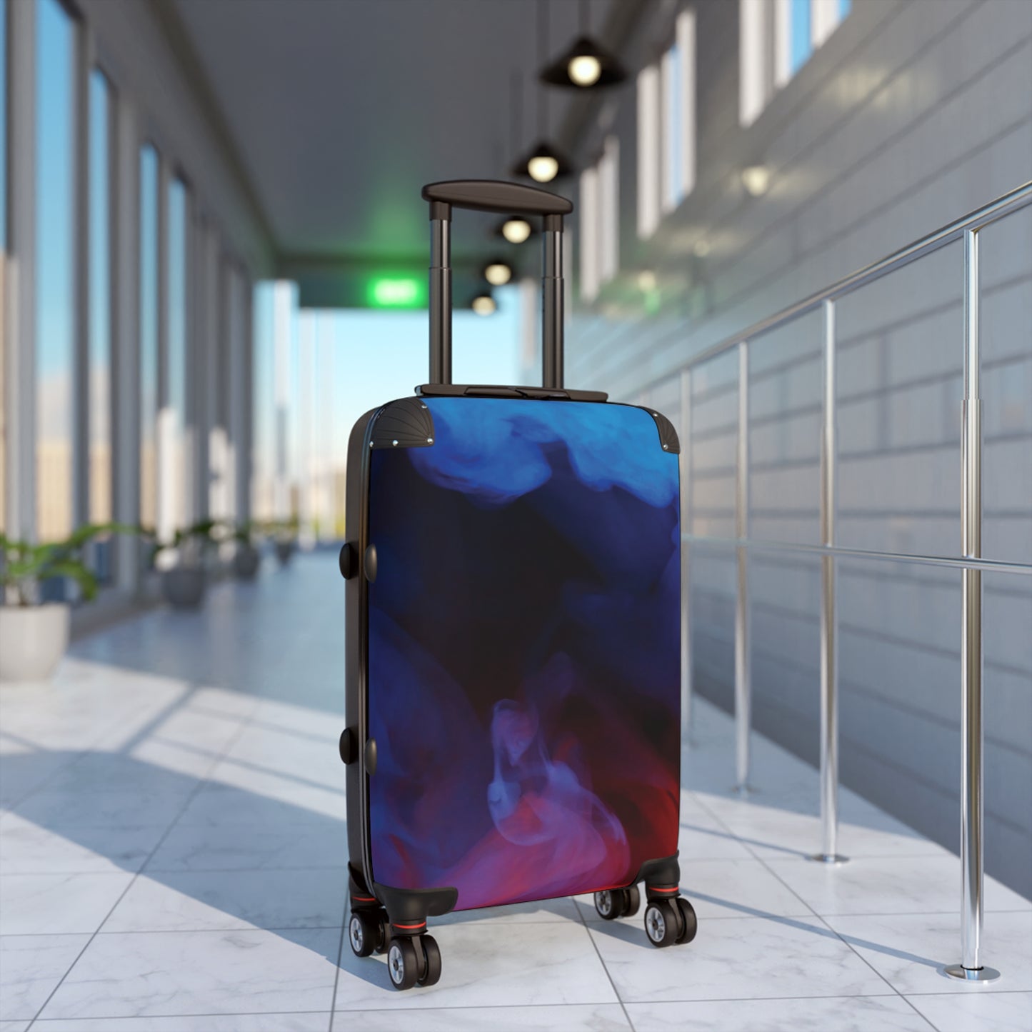 Abstract Blue Red Smoke Art Carry-On Suitcase - Stylish Luggage for Travelers