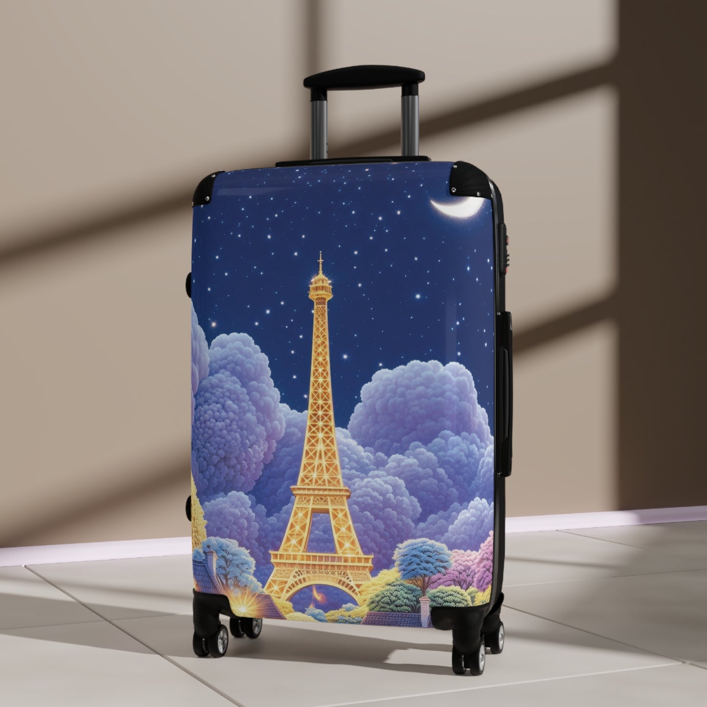 Art Cat Eiffel Tower Dreamy Carry-On Suitcase - Stylish Luggage for Travelers