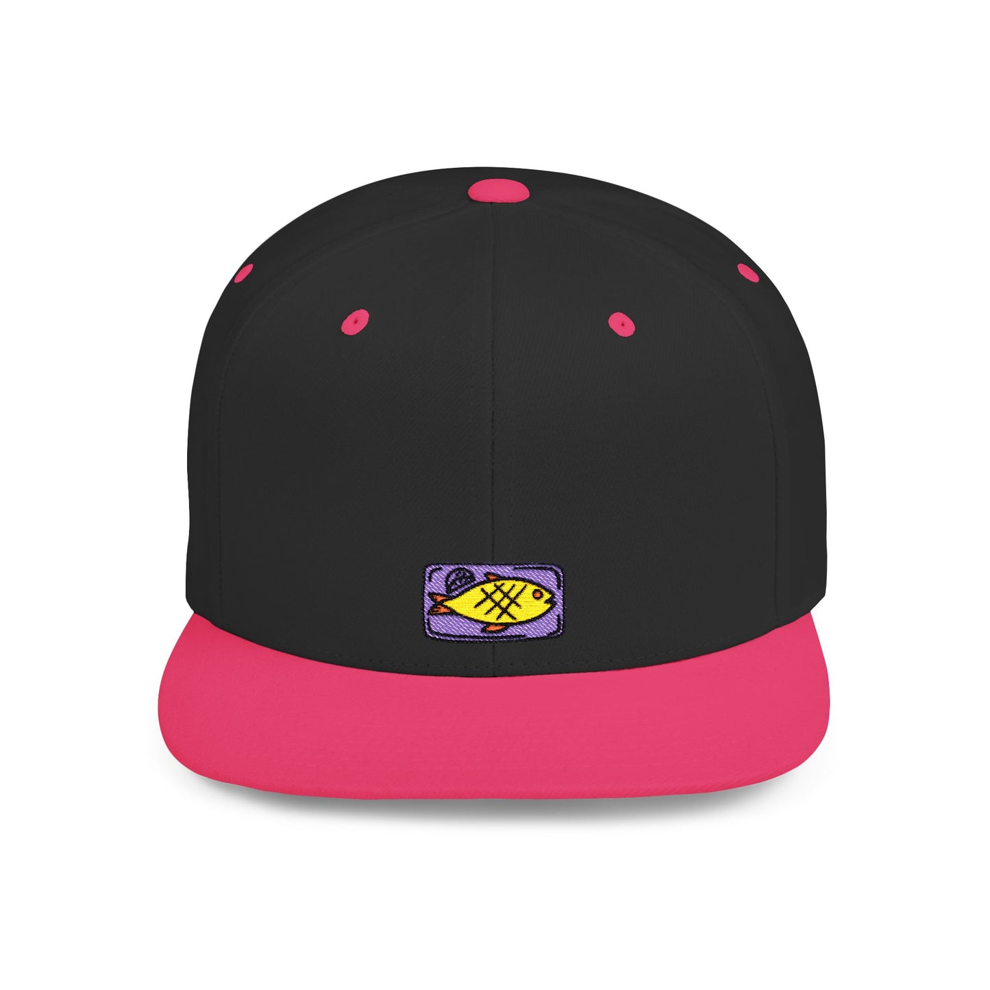 Icons Embroidered Fish Food Flat Bill Snapback – Lightweight, Custom Fit, Premium Quality